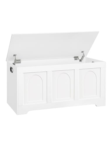 DINZI LVJ Wooden Toy Storage Chest White 39.4 Inch Large Capacity Storage Box