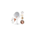 Lighted Makeup Mirror with Lights, 30X Magnification, Rechargeable Battery, Dimmable 3-Color Lights, Height Adjustable - White