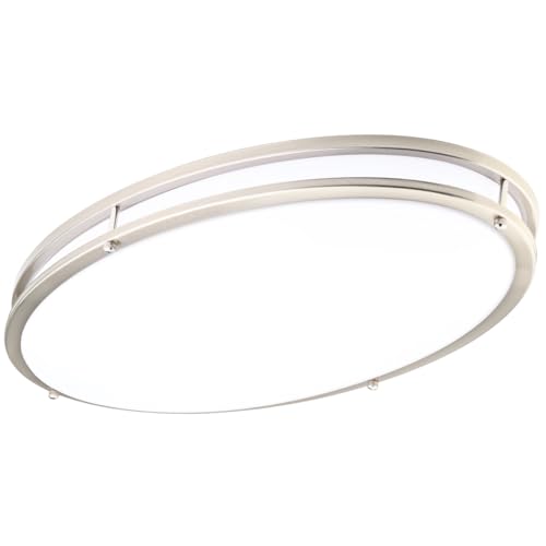 DAKASON 24-inch Oval LED Flush Mount Ceiling Light Fixture - Brushed Nickel, 40W, 4000LM, Dimmable, 3 CCT