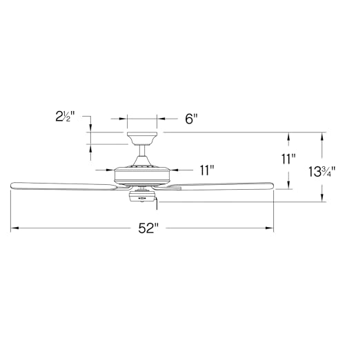 Hinkley Metro 52-Inch Indoor Dual Mount Ceiling Fan - Chalk White, 3-Speed, Reversible Blades