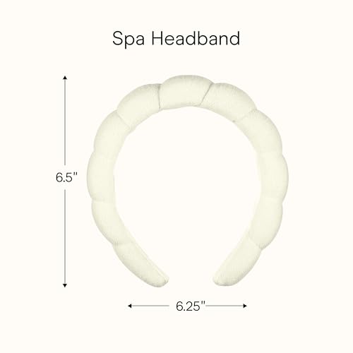 Conair Spa Makeup and Face Washing Headband, Ultra-Absorbent Microfiber Skincare Headband, Soft Terry Cloth, No-Pull Band Gentle on Hair and Head, Bubble Design, Ivory
