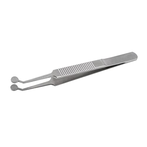 Meibomian Gland Expressor Forceps, Eyelid Gland Blockage Unblocking Physiotherapy Tools, Stainless Steel Eyelid Massage Tweezers-Round Tip for Men Women(Silver)
