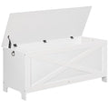 White Storage Chest Bench with Lid, Safety Hinges, 47.2 Inch