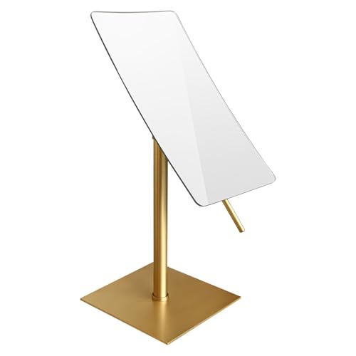 Bronze Table Standing Rectangular Vanity Makeup Mirror with 3X Magnification, Highly Adjustable, Crafted from 304 Stainless Steel, for Hotel Bathroom