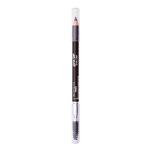 Pink Up | Brow Liner | Precise application & intense color | Long-lasting smudge-proof formula | Eyebrow pencil | Makeup | Built-in brush for blending | Black | Model PKBB03