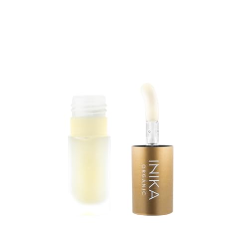 INIKA Organic Lip Oil | Bakuchiol, Squalane + Collagen in a Glossy Finish. Luxuriously Smoothing & Hydrating Lipgloss. Natural, Vegan. 0.16 Fl oz (Clear)