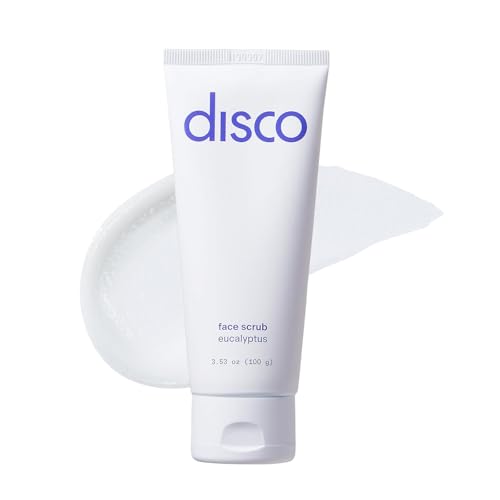 Disco Men¡¯s Renewing Face Scrub ? Natural & Organic Deep Exfoliating Cleanser & Pre Shave Wash, Soften, Remove Blackheads & Ingrown Hair, Eucalyptus, Paraben-Free with Coffee Extract, AHA & BHA, 2oz