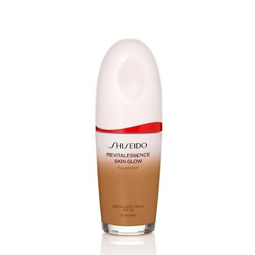 Shiseido RevitalEssence Skin Glow Foundation SPF 30, 420 Bronze - Buildable, Medium Coverage - 24-HR Hydration & 12-HR Wear - Transfer, Crease & Fade Resistant - Non-Comedogenic - All Skin Types