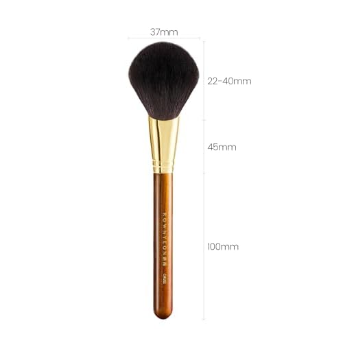 Desert Oak Series Sloped Umbrella Powder Brush - Angled Top for Effortless Powder Application, Premium Goat Hair Bristles with Bubinga Handle & Golden Brass Ferrule (CM 162)