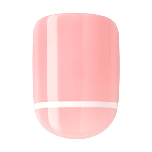 KISS imPRESS No Glue Mani Press On Nails, Design, 'Timeless Day', Pink, Petite Size, Squoval Shape, Includes 30 Nails, Prep Pad, Instructions Sheet, 1 Manicure Stick, 1 Mini File