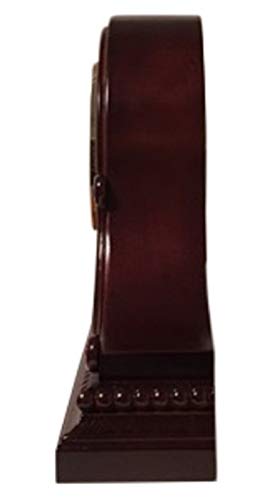 Wooden Mantel Clock with Roman Numerals - Silent Battery Operated Chiming Table Clock, Walnut Finish, 9x16x3 Inches
