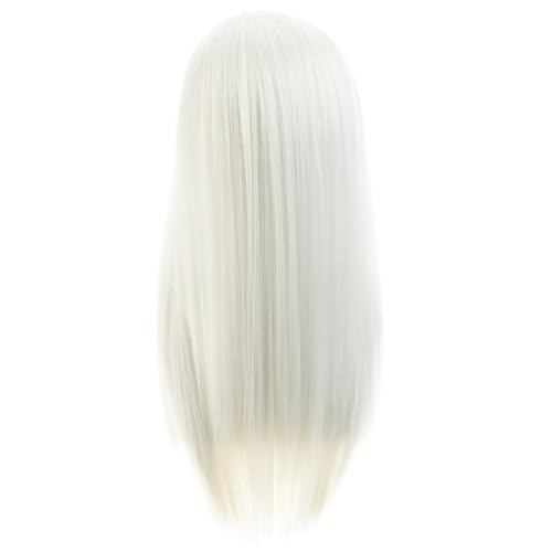 White Long Straight Synthetic Wig for Men - Heat Resistant Party Cosplay Hair