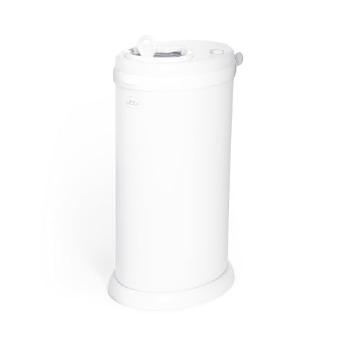 Ubbi Stainless Steel Diaper Pail - No Special Bags, Odor Locking, White