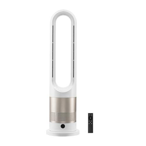 26in Bladeless Tower Fan with Heating & Cooling, 8-Speed Oscillating Floor Fan, Remote Control