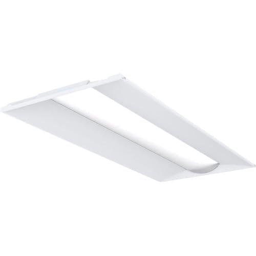 LED Troffer Light 2x4 Fixture with Adjustable Lumens & CCT - 4000-6000 Lumens, White, No Battery Backup