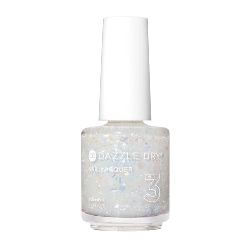 Dazzle Dry Nail Lacquer (Step 3) - Cold As Ice - An iridescent white sheer glitter. (0.5 fl oz)