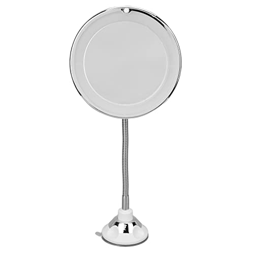 Magnifying Mirror, Flexible Gooseneck LED Lighted 10X Magnifying Makeup Mirror with Power Locking Suction Cup, 10X Magnification LED Fill Light Suction Cup Adjustable Gooseneck Makeup Mirror