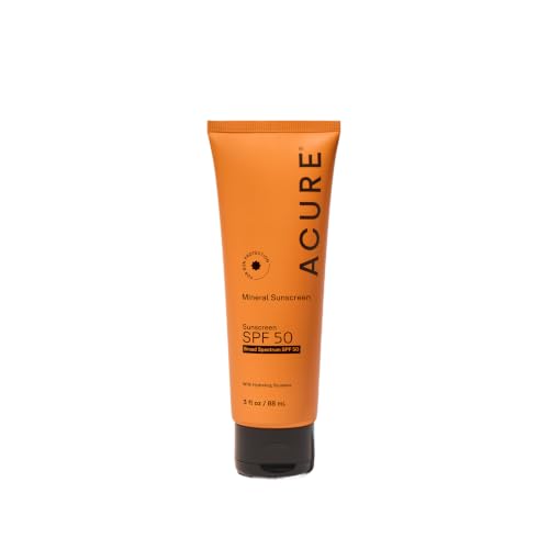 Acure Mineral Sunscreen SPF 50 - 3 Fl Oz Travel Size Non Toxic Face & Body