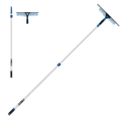 Professional 14-Inch Window Squeegee & Scrubber with 8’ Telescopic Pole