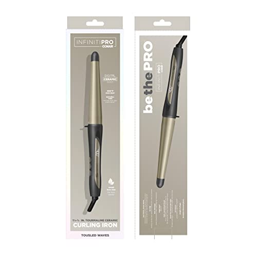 Tourmaline Ceramic Tapered Curling Wand 1¼-¾ Inch - Beachy Waves, Dark Gray
