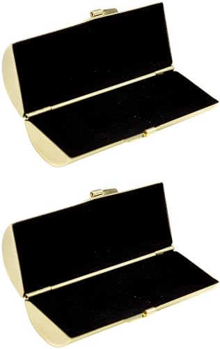 Set of 2 Capsule Lipstick Cases - Gold Ridges, Chrome Plated Stainless Steel