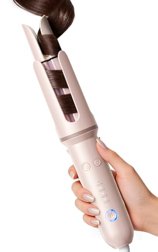 Automatic Curling Iron 1.25" Rotating Wand Pink 4 Temp Ionic Ceramic Safety