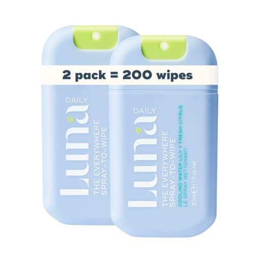 Luna Daily Spray-To-Wipe 2 Pack - Citrus & Water Lily, No Rinse Skin Refresh