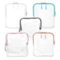 BORSALI TSA Approved Toiletry Bag 5 Pack - Rose Blue White Gray Taupe, 1L Clear
