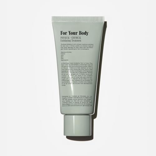 N?cessaire The Body Exfoliator. Eucalyptus. AHA/BHA/PHA. Resurface Skin. Smooth KP and Rough Patches. Hypoallergenic. Dermatologist-Tested. 180 ml / 6.1 fl oz