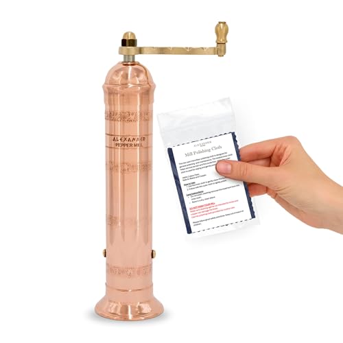 Alexander Home Greek Copper Pepper Mill 9-Inch - Refillable & Handmade