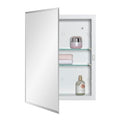 Matt White Bathroom Medicine Cabinet 14x18 Inch Beveled Edge Mirror Recessed or Surface Mount with Adjustable Shelves