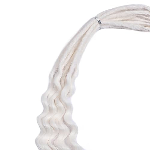 White Curly Dreads with Box Braid Boho Style Synthetic Double Ended Extensions 26in - 10 Strands