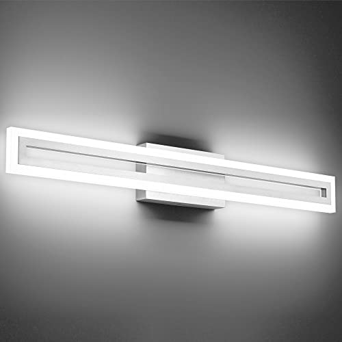 SOLFART Brushed Nickel Bathroom Vanity Light 32in Open Frame 6000K