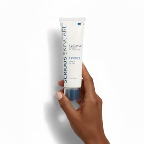 Serious Skincare A Primer Line Filler, Blur Pores, Lightweight Semi-Matte Makeup Facial Primer, Instant Glow, Smooth Fine Lines & Wrinkles, Oil-Free Vitamin A, For Flawless Skin, Pore Minimizer, 2 Oz