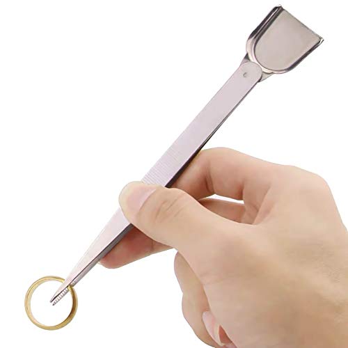 2 Pcs Stainless Steel Handy Tweezer with Scoop Diamond Tweezer for Rhinestone Gems Crystals Beads
