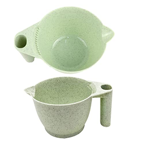 Hair Dye Mixing Bowl Set 4 Pcs, 17x9cm PP Material with Hollow Handle - Green