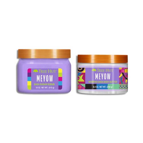Tree Hut Meyow Skincare Duo | Exfoliating Sugar Scrub & Whipped Body Butter | Nourish, Soften & Hydrate with Fruity Blackberry Fall Fragrance | 2-Piece Bundle