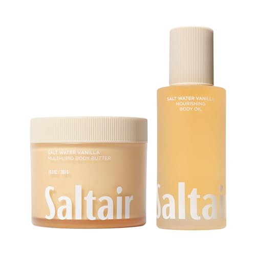 Saltair Body Oil and Multi-Lipid Body Butter Set ? Deep Moisture, Hydrating After-Shower Skincare Duo ? Salt Water Vanilla Scent