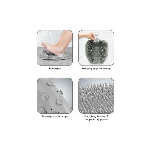 ZENVY Foot Bath Tub and Silicone Foot Scrubber Massage Mat Set for Soothing at-Home Relaxation (Foot Bath & Scrubber Mat)