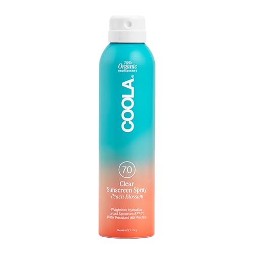 Organic SPF 70 Sunscreen Spray - Water-Resistant Sunblock with Peach Blossom Scent, Vegan & Gluten Free, 6 Fl Oz - Variation of THIS listing