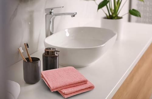 Pink Cotton Washcloths 60 Pack - Soft, Highly Absorbent Face Towels