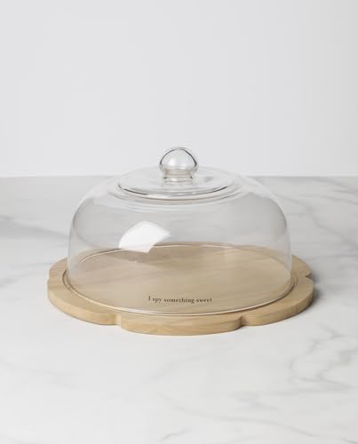Dessert Cloche with Wooden Base and Glass Dome - Elegant Food Presentation