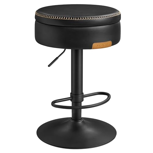 Ink Black 1 Pack Adjustable Swivel Bar Stool with Storage