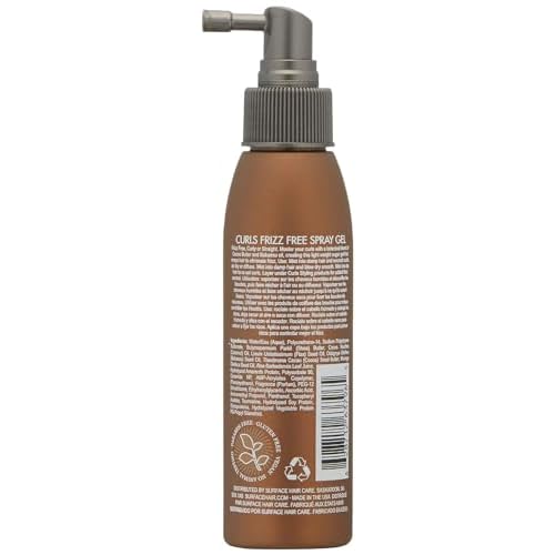 SURFACE Hair Curl Frizz Free Spray Gel, Lightweight Control With Cocoa Butter And Babassu Oil, For Curly Or Straight Hair 4 Fl. Oz.