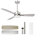 52 Inch Modern Nickel LED Ceiling Fan with Light and Remote - Sand Nickel