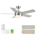 44 Inch Brushed Nickel Ceiling Fan with Light Remote DC Reversible 6-Speed