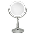 Zadro 7-inch Satin Nickel LED Makeup Mirror with 10X/1X Magnification, Swivel Lamp, Battery Operated