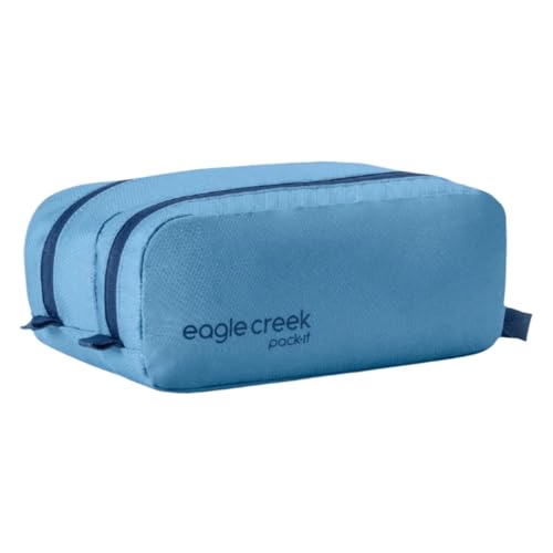 eagle creek Pack-It Reveal Quick Trip - Dual-Compartment Toiletry Bag for Travel - Full-Length Zipper Compartments - Recycled Fabric Construction - Water-Resistant & Quick-Drying - Blue Dawn