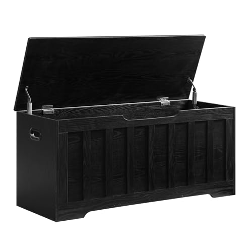 Extra Large Storage Chest with Safety Hinges, Black, 43.3 x 15.7 x 19.1 Inches