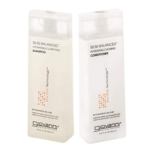 Giovanni 50:50 Balanced Remoisturizer Duo Set Shampoo Hydrating-Clarifying & Conditioner Hydrating-Calming, 8.5 Oz Each